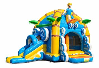 Opblaasbaar overdekt multifun super springkussen met glijbaan kopen in thema strand beach voor kinderen Bestel springkussens online bij JB Inflatables Nederland