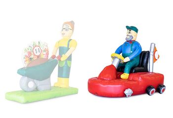 Opblaasbare abraham pop zittend op een grasmaaier kopen