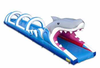 Spectaculaire opblaasbare haai buikschuifbaan 18meter lang bestellen voor kids. Koop opblaasbare buikschuifbanen nu online bij JB Inflatables Nederland