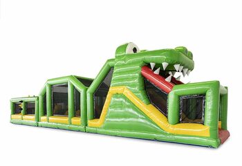 Stormbaan 19 meter lang in thema krokodil met passende 3D objecten bestellen voor kids. Koop opblaasbare stormbanen nu online bij JB Inflatables Nederland