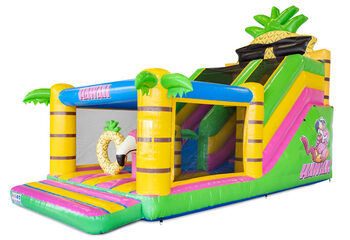 Opblaasbare glijbaan met springkussen gedeelte in hawaii thema te koop voor kinderen