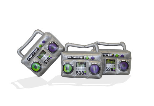 Koop een Mini pvc inflatable radio 538. Bestel uw inflatable reclameobjecten online bij  JB Inflatables Nederland 