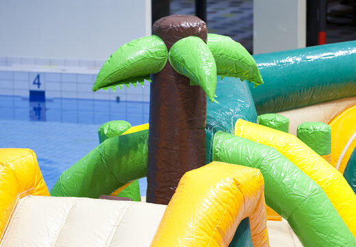 Bestel dubbele Zig Zag zwembadstormbaan in jungle thema voor zowel jong als oud. Koop opblaasbare waterattracties nu online bij JB Inflatables Nederland