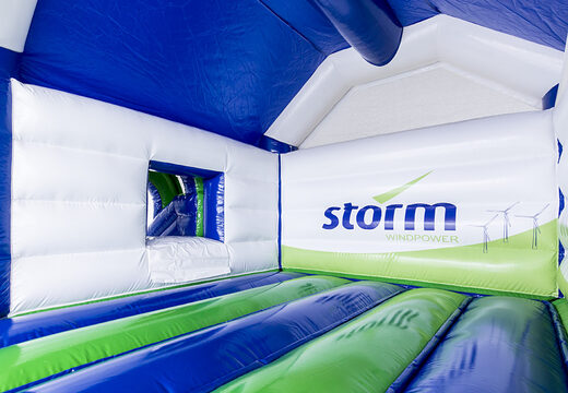 Bestel online opblaasbare  Storm - Multifun Windmolen springkussen met glijbaan op maat bij JB Promotions Nederland; specialist in opblaasbare reclame artikelen zoals maatwerk springkussens