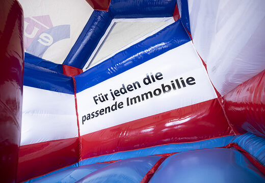 Gepersonaliseerde EU Immobilien Multifun springkussen voor diverse evenementen te koop. Koop nu op maat gemaakt opblaasbare promotionele springkussens online bij JB Inflatables Nederland