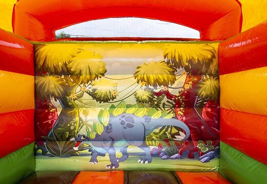 Klein overdekt springkasteel bestellen in thema dinosaurus voor kinderen. Bestel springkastelen online bij JB Inflatables Nederland