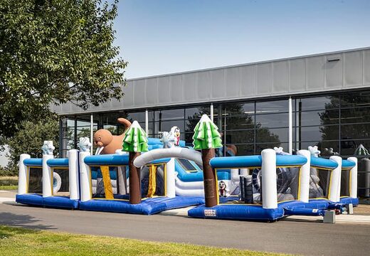 Gekleurde inflatable park in Frozen thema bestellen voor kinderen. Koop springkussens online bij JB Inflatables Nederland 
