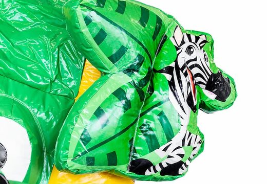 Groot opblaasbaar overdekt Jungleworld multiplay springkussen met glijbaan bestellen in lego thema voor kids. Koop springkastelen online bij JB Inflatables Nederland
