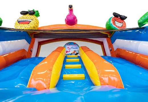 Overdekt opblaasbaar multiplay luchtkussen bestellen in thema flamingo voor kids bij JB Inflatables Nederland. Koop luchtkussen online bij JB Inflatables Nederland