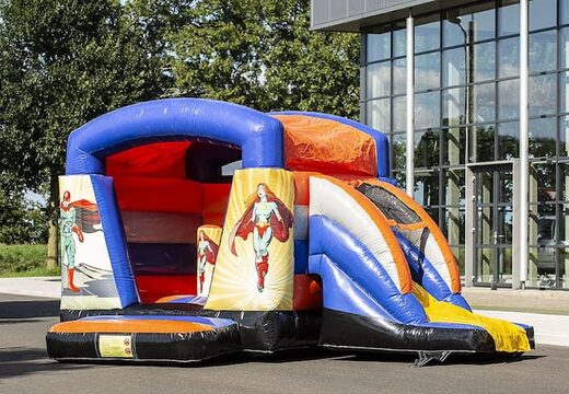 Klein overdekt multifun springkasteel kopen in thema superhelden voor kinderen. Bestel springkastelen online bij JB Inflatables