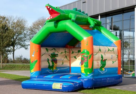 Koop uniek standaard springkussen met een 3D object van een krokodil aan de bovenkant voor kinderen. Koop springkussens online bij JB Inflatables Nederland