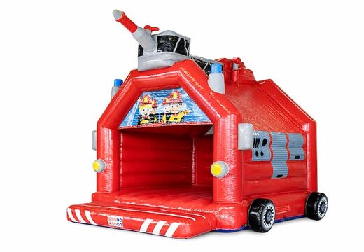 Groot overdekt springkussen kopen in thema brandweer voor kinderen