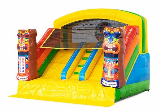 Bestel opblaasbaar springkussen in Hawaï thema met of zonder bad voor kids. Koop springkussens online bij JB Inflatables Nederland 