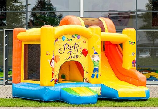 Springkasteel in thema party kopen voor kinderen. Bestel opblaasbare springkastelen online bij JB Inflatables Nederland