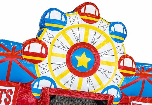 Kleine opblaasbare springkussen met glijbaan in circus thema te bestellen voor kinderen bij JB Inflatables. Koop online opblaasbare springkussens bij JB Inflatables Nederland