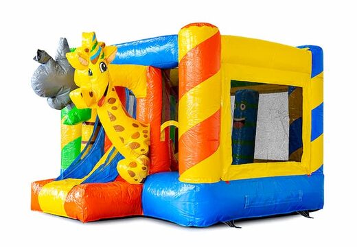 Mini opblaasbare multiplay springkussen met glijbaan in feest thema voor kinderen te koop. Bestel opblaasbare springkussens online bij JB Inflatables Nederland