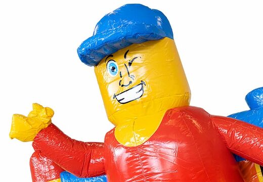Bestel mini opblaasbare springkussen met glijbaan in superblocks thema voor kinderen. Koop opblaasbare springkussens bij JB Inflatables Nederland