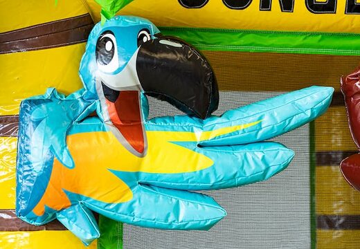 Koop mini opblaasbare multiplay springkussen in jungle thema met glijbaan voor kinderen. Bestel opblaasbare springkussens online bij JB Inflatables Nederland