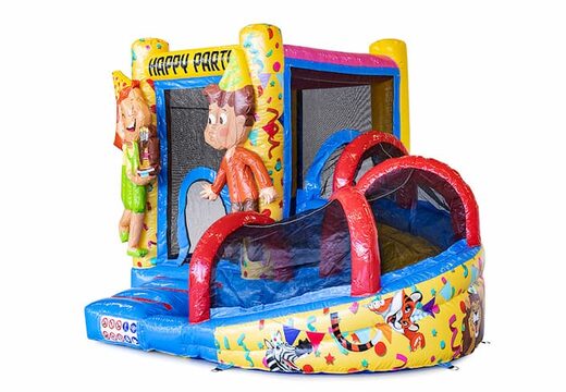 Mini met slide party springkussen bestellen voor kinderen. Koop opblaasbare springkussens online bij JB Inflatables Nederland