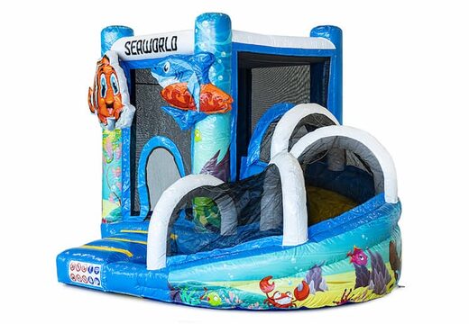Mini met slide seaworld springkasteel bestellen voor kinderen. Koop opblaasbare springkastelen online bij JB Inflatables Nederland