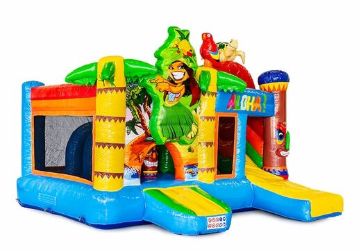 Bestel medium opblaasbare tropisch springkussen met glijbaan voor kinderen. Koop opblaasbare springkussens online at JB Inflatables Nederland 