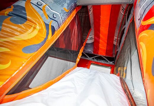 Springkussen in thema brandweer met een glijbaan kopen voor kinderen. Bestel opblaasbare springkussens online bij JB Inflatables Nederland
