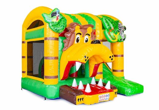 Mini opblaasbare multiplay springkasteel in jungleworld thema te bestellen voor kinderen. Bestel opblaasbare springkastelen online at JB Inflatables Nederland