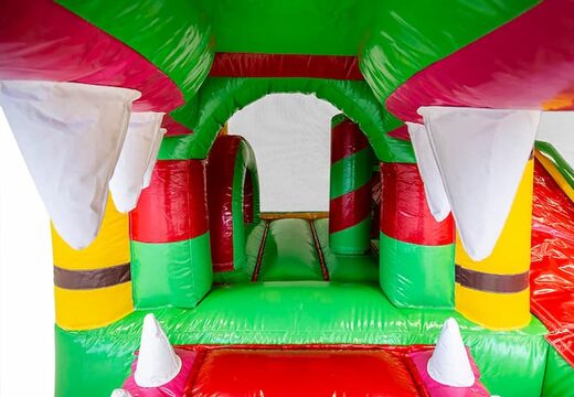 Mini opblaasbare multiplay springkussen met glijbaan in krokodil thema te bestellen voor kinderen. Bestel opblaasbare springkussens online at JB Inflatables Nederland