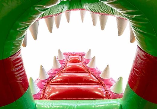 Klein overdekt opblaasbaar multiplay springkasteel bestellen in thema krokodil voor kinderen. Koop opblaasbare springkastelen online bij JB Inflatables Nederland