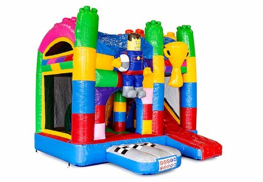 Mini opblaasbare multiplay springkasteel in lego thema te bestellen voor kinderen. Bestel opblaasbare springkastelen online at JB Inflatables Nederland