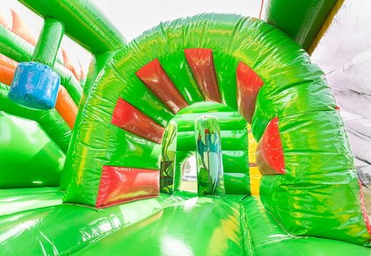 Bestel middelmatig opblaasbare multiplay springkussen in safari gorilla thema met glijbaan voor kinderen. Koop opblaasbare springkussens online bij JB Inflatables Nederland
