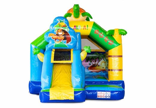 Koop opblaasbare slide combo springkussen in thema hawaii voor kinderen. Opblaasbare springkussens met glijbaan te koop bij JB Inflatables Nederland