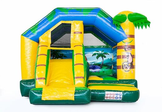 Bestel opblaasbare slide combo jungle springkussen voor kinderen bij JB Inflatables Nederland. Koop nu opblaasbare springkussens met glijbaan 
