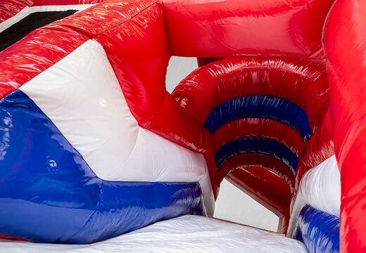 Koop middelmatig opblaasbare multiplay springkussen in brandweer thema met glijbaan voor kinderen. Bestel opblaasbare springkussens online bij JB Inflatables Nederland