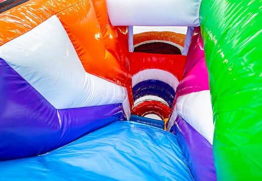 Middelmatig opblaasbare springkussen in flamingo thema met glijbaan kopen voor kinderen. Bestel opblaasbare springkussens online bij JB Inflatables Nederland