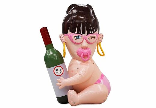 opblaasbare sarah baby pop met fijn fles in de handen en speen in mond kopen