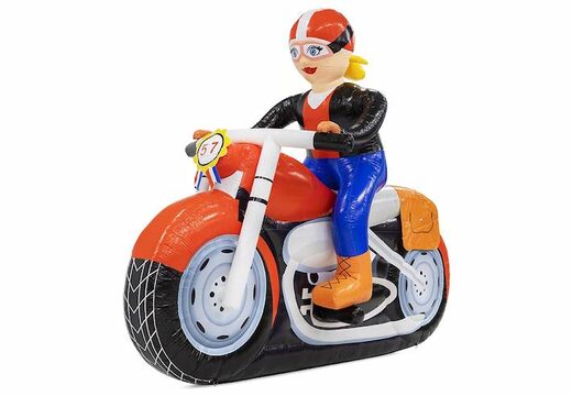 Opblaasbare extra grote Sarah op rode motor te koop als blikvangers