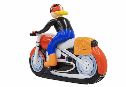 Opblaasbare extra grote Sarah op rode motor bestellen als blikvangers