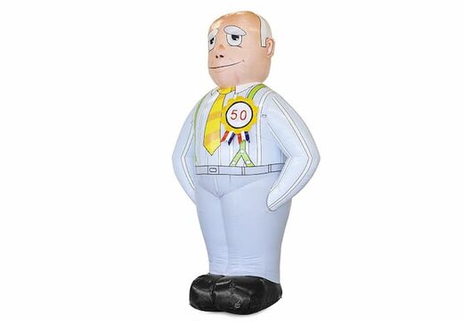 Opblaasbare Abraham pop getint blikvanger bestellen voor 50 verjaardag jubilaris feest bij JB Inflatables