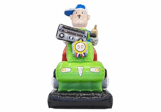 Opblaasbare Abraham pop blikvanger scootmobiel kopen voor verjaardag 50 jubilaris bij JB Inflatables