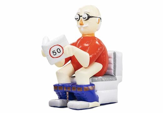 Opblaasbare Abraham pop blikvanger toilet wc kopen voor verjaardag 50 jubilaris bij JB Inflatables