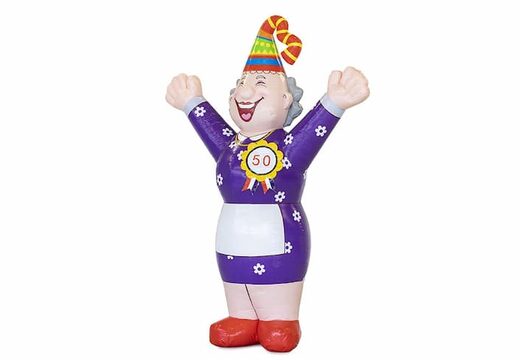 Opblaasbare Sarah pop hoera blikvanger kopen voor jubilaris 50 verjaardag jubileum bij JB Inflatables