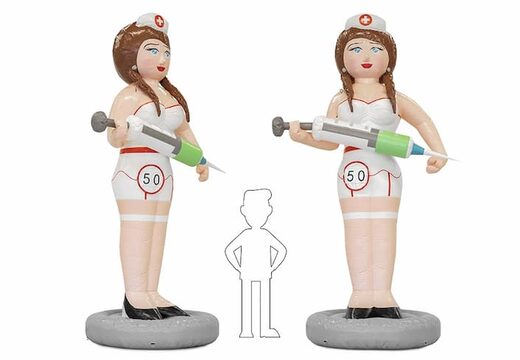 Opblaasbare Sarah pop zorg zuster dokter in de tuin blikvanger te koop voor 50 verjaardag vrouw feest jubileum bij JB Inflatables
