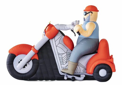 Opblaasbare Abraham Route 66 pop op motor als blikvanger voor verjaardagen bestellen