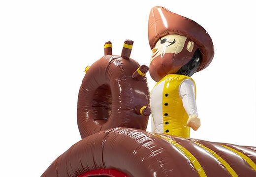 Koop opblaasbare 9 meter hindernisbaan in thema piratenboot voor kids. Bestel opblaasbare stormbanen nu online bij JB Inflatables Nederland