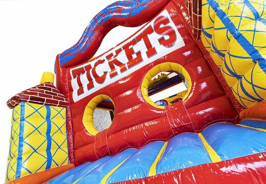 Koop opblaasbare 9 meter stormbaan met 3D-objecten en prachtige animatie afbeeldingen in thema rollercoaster voor kids. Bestel opblaasbare stormbanen nu online bij JB Inflatables Nederland