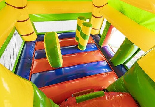 Groot opblaasbaar luchtkussen met glijbaan in krokodillen thema kopen voor kinderen