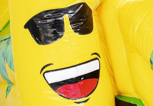 Opblaasbaar luchtkussen met glijbaan in bananen apen thema kopen