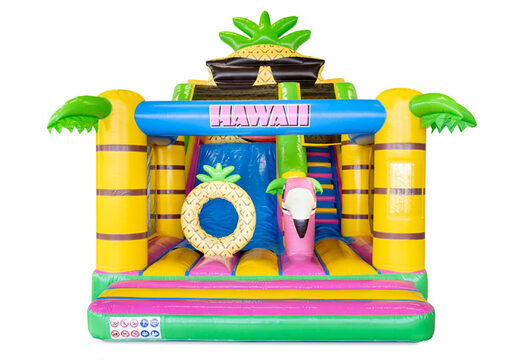 Opblaasbare glijbaan met springkussen gedeelte in hawaii thema kopen voor kinderen