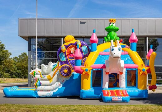 Opblaasbaar multiplay super springkussen in unicorn stijl met heel veel kleuren te koop voor kinderen